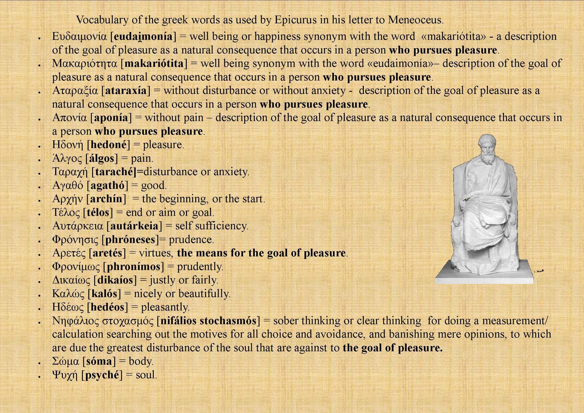 Key Greek Words Used By Epicurus With English Translation