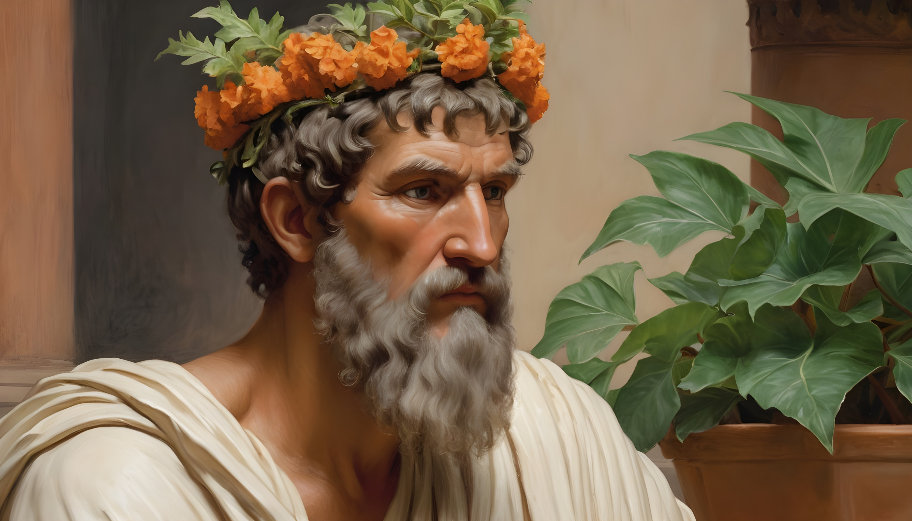 Epicurus with Calendula crown