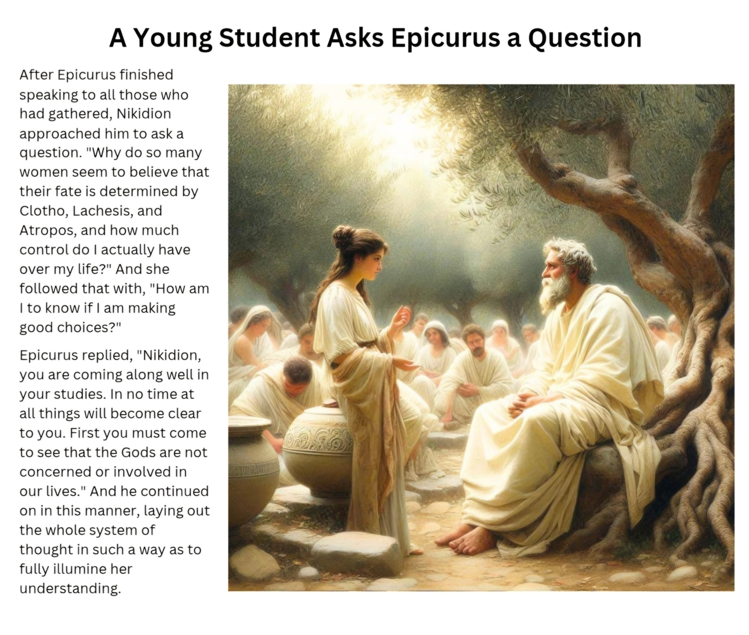 A Student in the Garden Asks Epicurus a Question